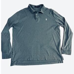 Polo Ralph Lauren Mens XL Sage Green Long Sleeve Polo Shirt White Pony Cotton